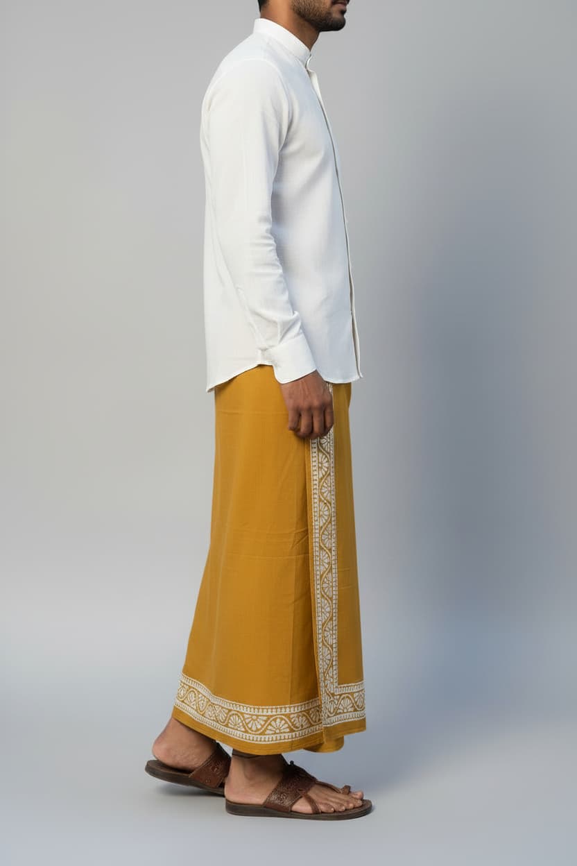 Kora Khaadi Dhoti | Block Motif | Ayan| Lungi | Veshti | Pancha Wrap - Maroon