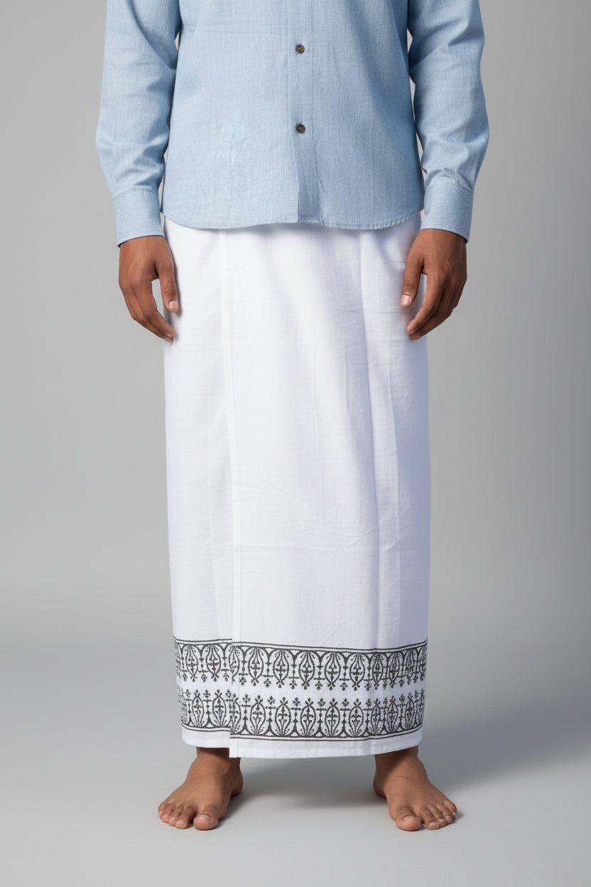 Kora Khaadi Dhoti| Metro Stripe|  Lungi | Veshti | Pancha Wrap