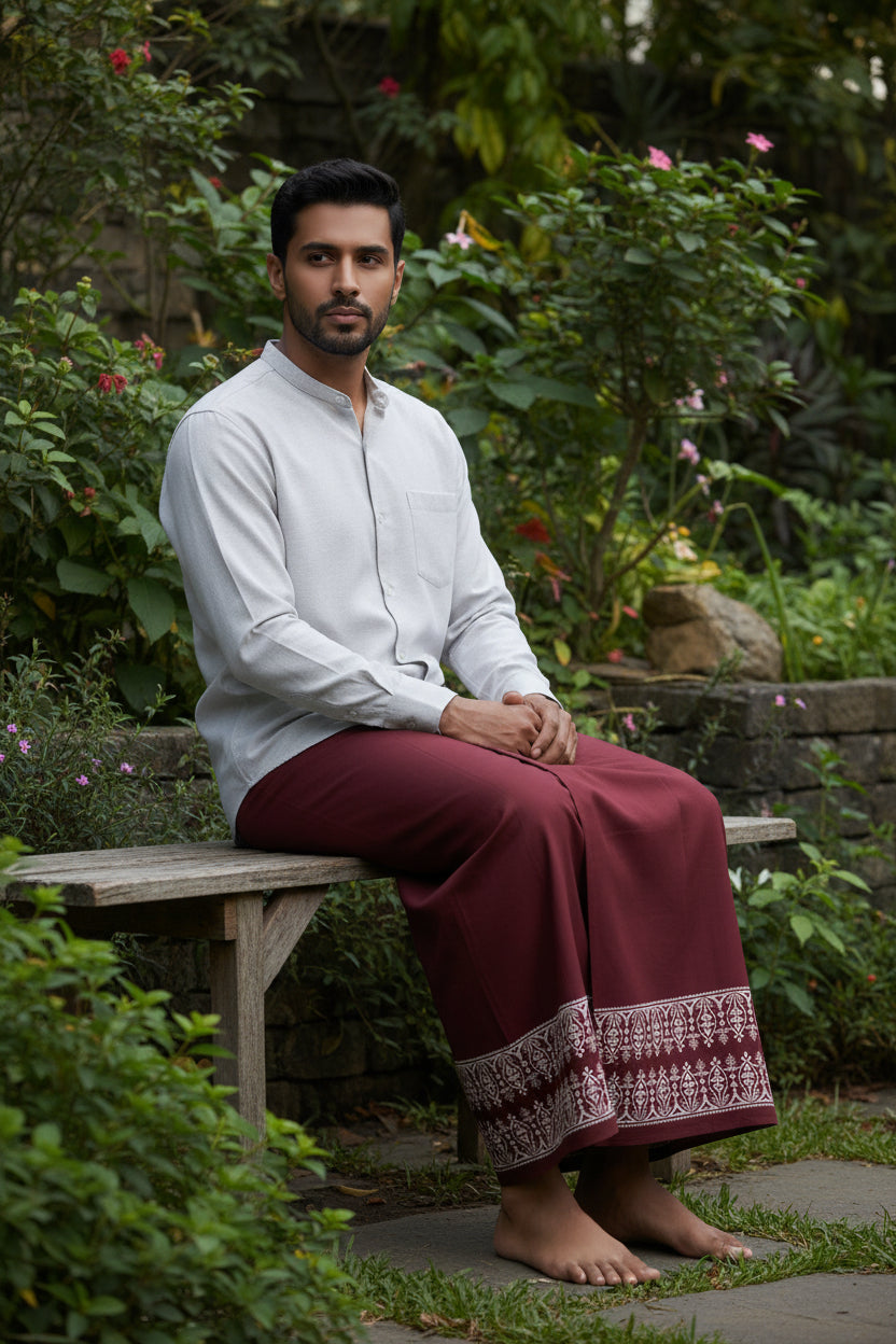 Kora Khaadi Dhoti| Metro Stripe|  Lungi | Veshti | Pancha Wrap