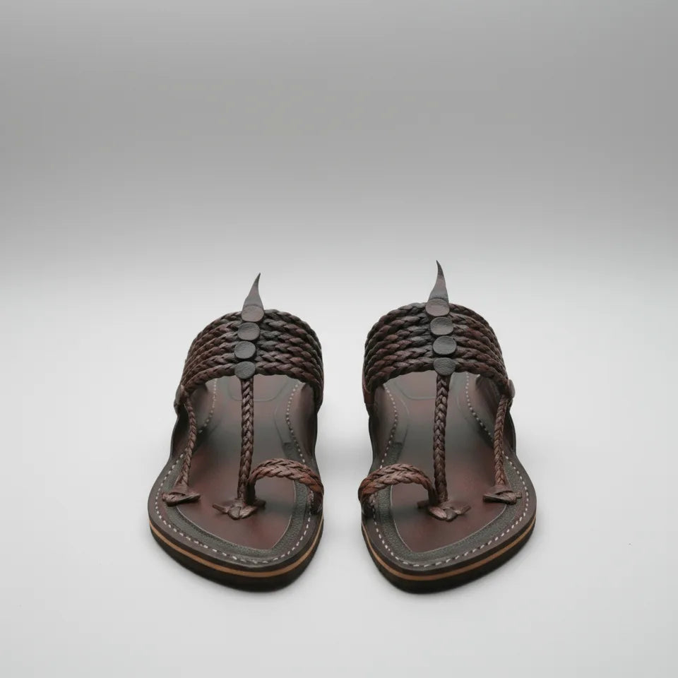 The String Dark Double | Men | Leather Kolhapuri Chappal