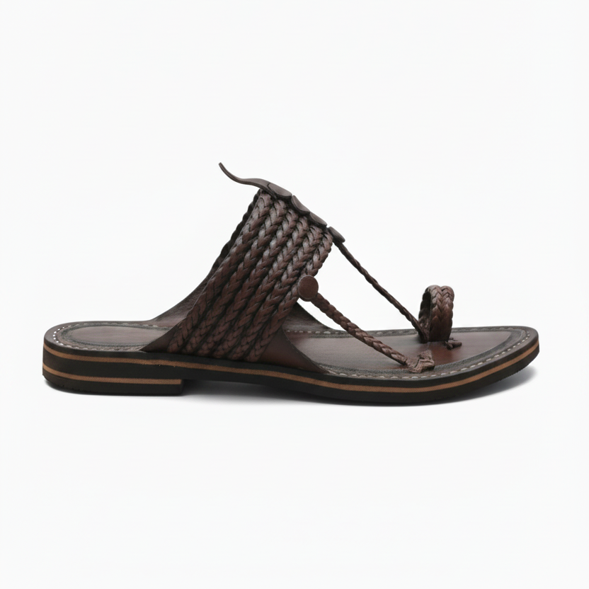 The String Dark Double | Men | Leather Kolhapuri Chappal