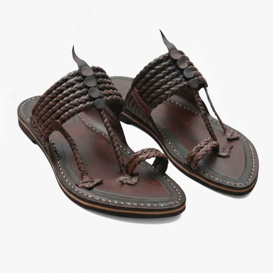 The String Dark Double | Men | Leather Kolhapuri Chappal